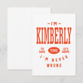 Kimberly Personalized Name Birthday Gift RSVP Kaartje (Voorkant / Achterkant)