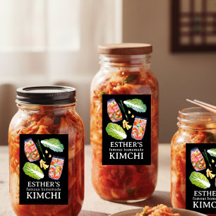 Kimchi-ingrediënten Aquarel THUISGEMAAKT Aangepast Voedselcontainer Etiket