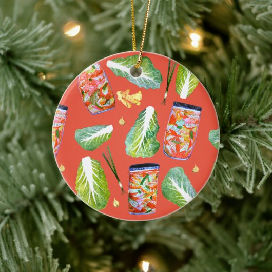 Kimchi Ingrediënten Fun Fermentation Waterverf Keramisch Ornament (Boom)