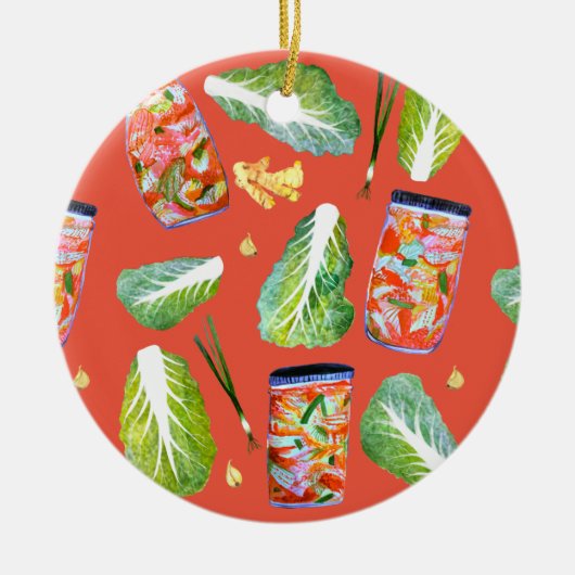 Kimchi Ingrediënten Fun Fermentation Waterverf Keramisch Ornament (Voorkant)