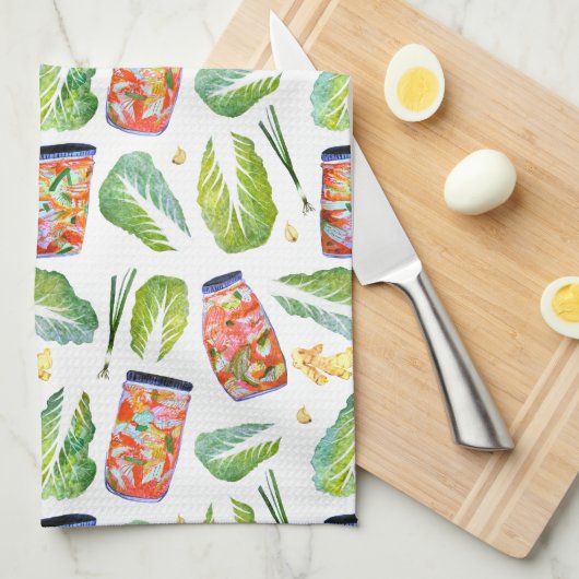 Kimchi Ingredients Spicy Fermentation Waterverf Theedoek (Quarter Fold)