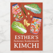 Kimchi Ingredients Watercolor HOMEMADE Custom  Voedselcontainer Etiket (Enkel label)