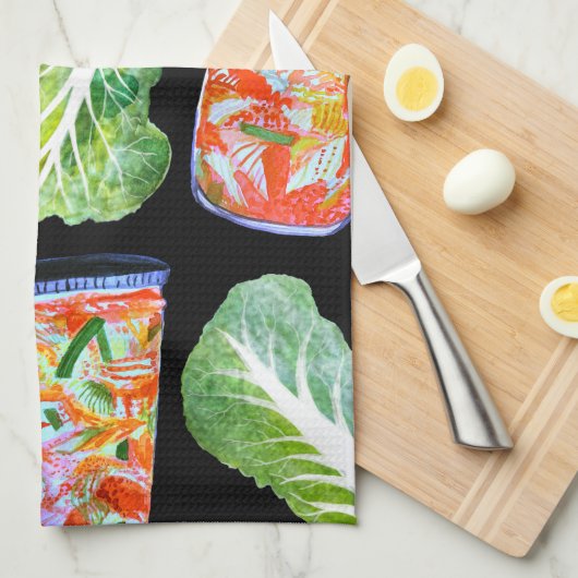 Kimchi Ingredients Waterverf Fun Fermentation Theedoek (Quarter Fold)