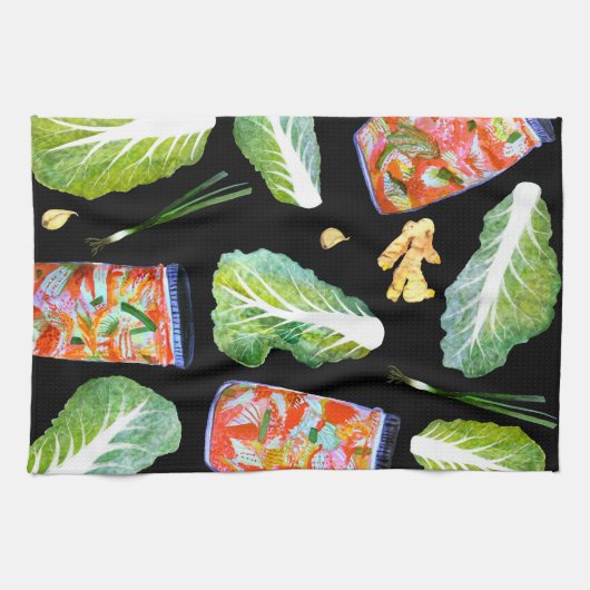 Kimchi Ingredients Waterverf Fun Fermentation Theedoek (Horizontaal)