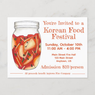 Kimchi Korean Food Festival Restaurant Pop-up Uitnodiging Briefkaart