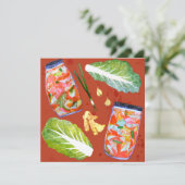 Kimchi Spicy Fermentation Waterverf Art Kaart (Staand voorkant)