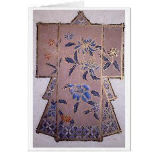 Kimono beige aux fleurs bleues