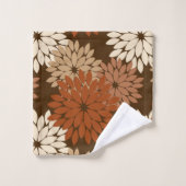 Kimono floral moderne imprimé, Brown foncé et bron (Gant de toilette)