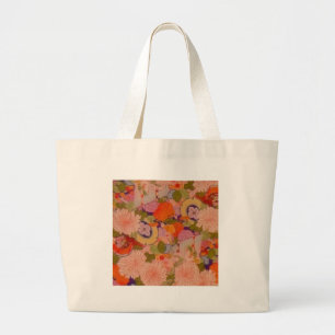 Kimono Flower Pink Floral Pattern Grote Tote Bag