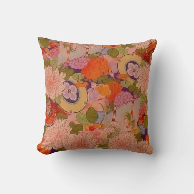Kimono Flower Pink Floral Pattern Kussen (Voorkant)