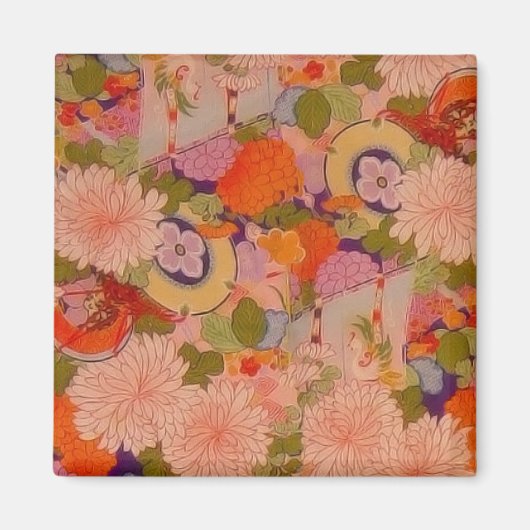 Kimono Flower Pink Floral Pattern Magneet (Voorkant)