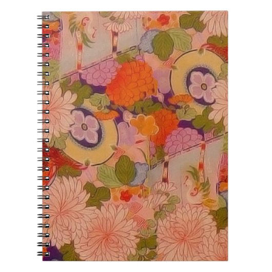 Kimono Flower Pink Floral Pattern Notitieboek (Voorkant)