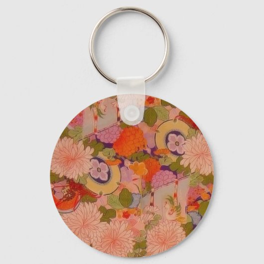 Kimono Flower Pink Floral Pattern Sleutelhanger (Voorkant)