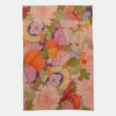 Kimono Flower Pink Floral Pattern Theedoek (Verticaal)