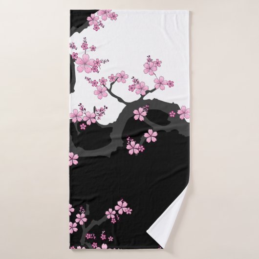 Kimono japonais Sakura noir et blanc (Serviette de bain)