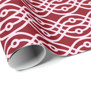 Kimono print, bordeauxrood en roze cadeaupapier