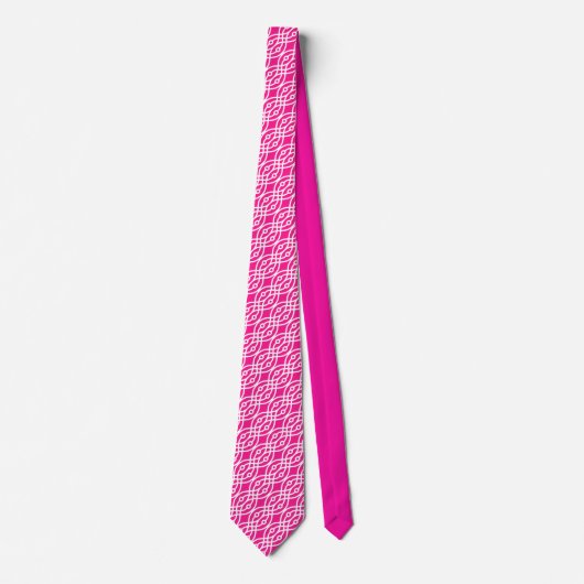 Kimono print, fuchsia roze en wit stropdas (Voorkant)