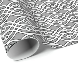 Kimono print, grijs, wit en zwart cadeaupapier