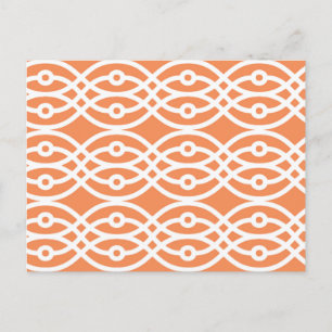 Kimono print, koraal oranje en wit briefkaart