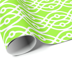 Kimono print, limoengroen en wit cadeaupapier