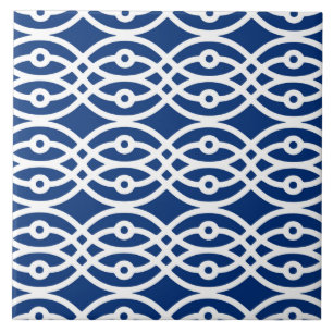 Kimono print, marineblauw en wit tegeltje