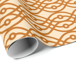 Kimono print, perzik en terracotta cadeaupapier