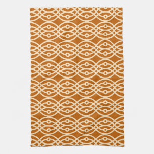 Kimono print, terracotta en perzik theedoek