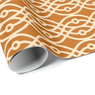 Kimono print, terracotta en perziken cadeaupapier
