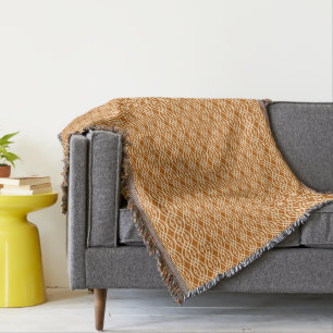 Kimono print, terracotta en perziken deken