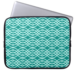 Kimono print, turquoise en aqua laptop sleeve
