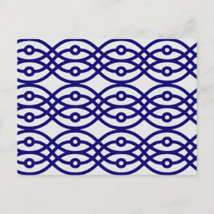 Kimono print, zilver grijs en marineblauw briefkaart