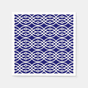 Kimono print, zilver grijs en marineblauw servet