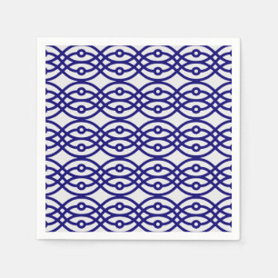 Kimono print, zilver grijs en marineblauw servetten