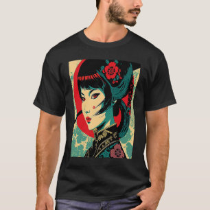 Kimono Vrouw Retro Japans Samurai Geisha Vintag T-shirt