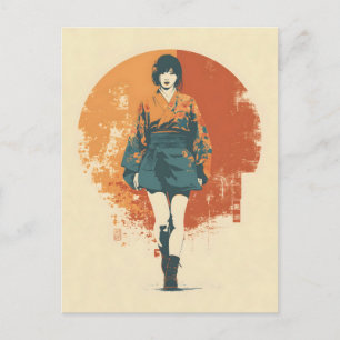 Kimono vrouw vintage briefkaart