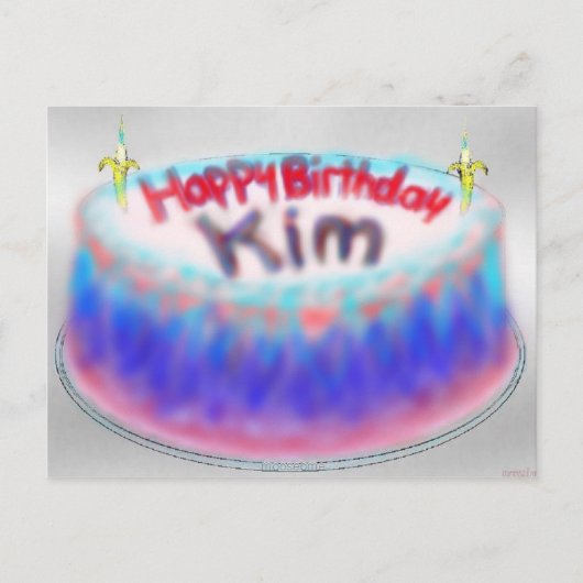 Kim's Birthday Cake Post Card Briefkaart (Voorkant)