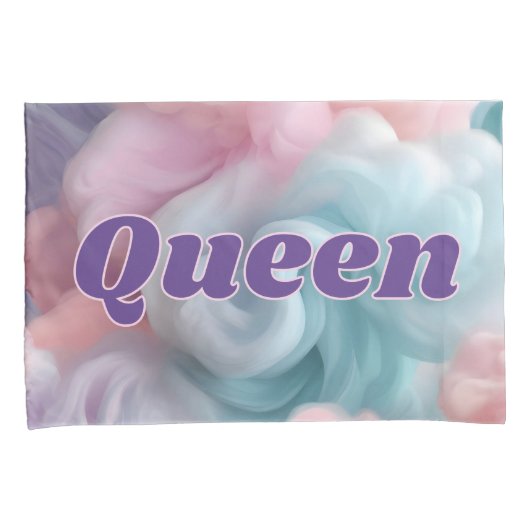 Kin en Queen Tekst op Katoen Snoep Abstract Kussensloop (Voorkant-Rechts)