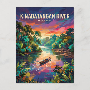Kinabatangan rivier Maleisië Briefkaart