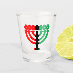 Kinara Candleholder RBG Striped Happy Kwanzaa Shot Glas