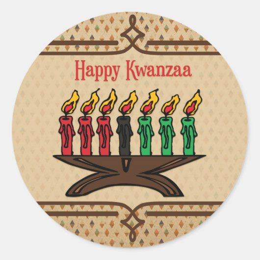 Kinara, Happy Kwanzaa Ronde Sticker (Voorkant)