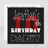 Kind 10e Verjaardag Custom Naam Zwart Wit Rood Kaart (Voorkant / Achterkant)