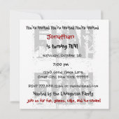 Kind 10e Verjaardag Custom Naam Zwart Wit Rood Kaart (Achterkant)