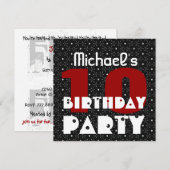 Kind 10e verjaardag - Eigen naam zwart wit rood V1 Kaart (Voorkant / Achterkant)