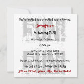 Kind 10e verjaardag - Eigen naam zwart wit rood V1 Kaart (Achterkant)