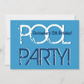 Kind 12e verjaardag Pool Party Blue White Sjabloon Kaart (Voorkant)