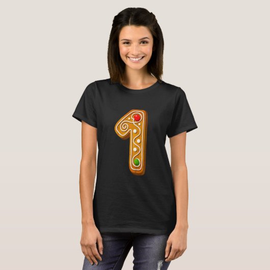 Kind 1 Kusthoofdkwartier Kerstkoekje Alphabet N T-shirt (Voorkant volledig)