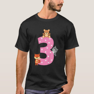 Kind 3 3e derde verjaardag Fox Raccoon Teddy T-shirt