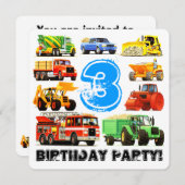 Kind 3e verjaardag van de bouwpartij kaart (Voorkant / Achterkant)