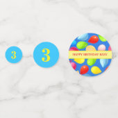 Kind 3e verjaardagsballonfeest confetti (Achterkanten)