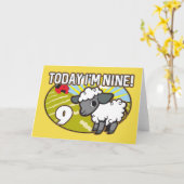 Kind 9 jarig vandaag ben ik 9! Schattige lam Kaart (Gele Bloem)